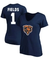 Fanatics Women's Plus Size Justin Fields Navy Chicago Bears Player Name Number V-neck T-shirt In Navy