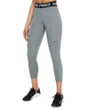 Nike Women's  Pro Mid-rise Crop Mesh-panel Leggings In Smoke Grey/htr/black/(black)