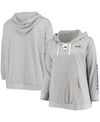 Fanatics Women's Plus Size Heathered Gray Seattle Seahawks Lace-up Pullover Hoodie In Heathered Gray