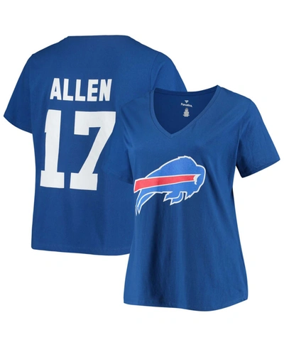 Fanatics Women's Plus Size Josh Allen Royal Buffalo Bills Name Number V-neck T-shirt In Royal Blue