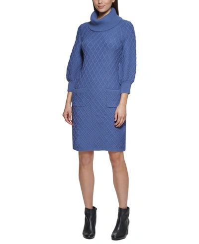Jessica Howard Turtleneck Sweater Dress In Denim