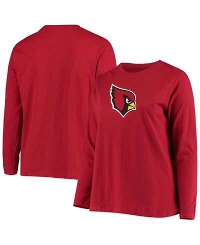 Fanatics Women's Plus Size Cardinal Arizona Cardinals Primary Logo Long Sleeve T-shirt