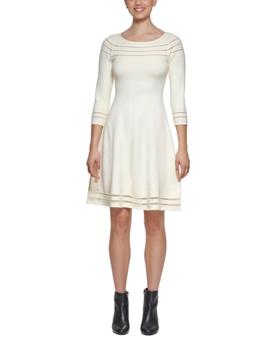 Jessica Howard 3/4-sleeve Sweater Dress In Ivory