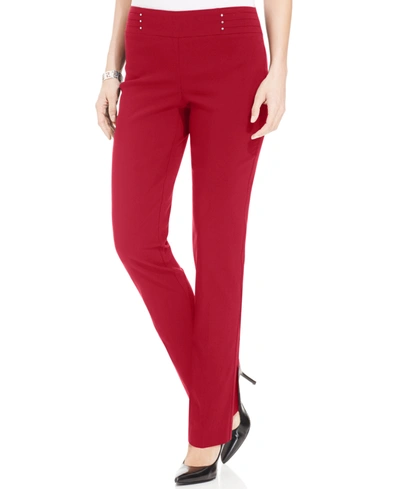 Jm Collection Women's Studded Pull-on Tummy Control Pants, Regular And  Short Lengths, Created For Macy's In Real Red