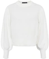 FRENCH CONNECTION JAMIE COTTON PUFF-SLEEVE SWEATER