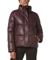 Marc New York Faux Leather Puffer Jacket In Wine