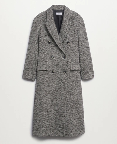 Mango Women's Buttoned Wool Coat In Black
