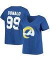 Fanatics Women's Plus Size Aaron Donald Royal Los Angeles Rams Name Number V-neck T-shirt In Royal Blue