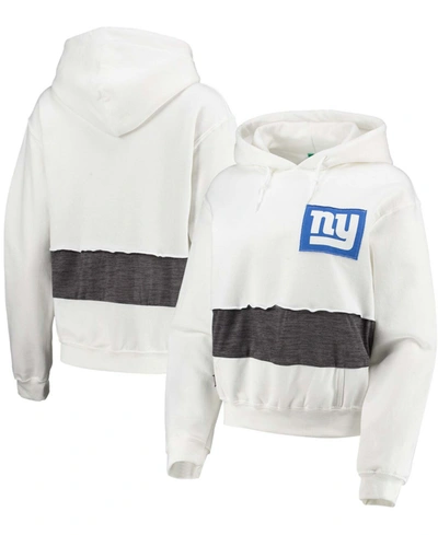 REFRIED APPAREL WOMEN'S WHITE NEW YORK GIANTS CROP PULLOVER HOODIE