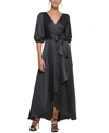 Dkny Balloon-sleeve Satin Gown In Black