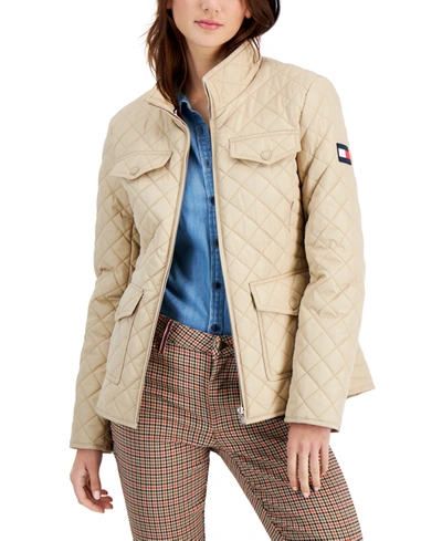Tommy Hilfiger Quilted Zip-up Jacket In Khaki