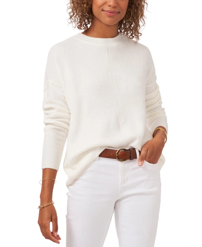 Vince Camuto Long Sleeve Extend Shoulder Sweater In Antique White
