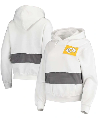 Refried Apparel Women's White Los Angeles Rams Crop Pullover Hoodie