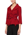 Alex Evenings Brushed Satin Tie Waist Blouse In Red