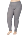 Cuddl Duds Plus Size Fleecewear Stretch Leggings In Stone Grey Heather