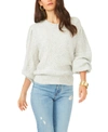 1.state Variegated Cables Crewneck Sweater In Silver Heather