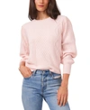 1.state Variegated Cables Crewneck Sweater In Pink Lotus