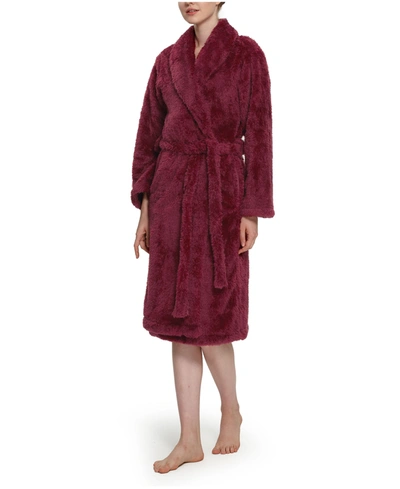 Berkshire Women's Extra-fluffy Shawl Cardigan Robe In Red