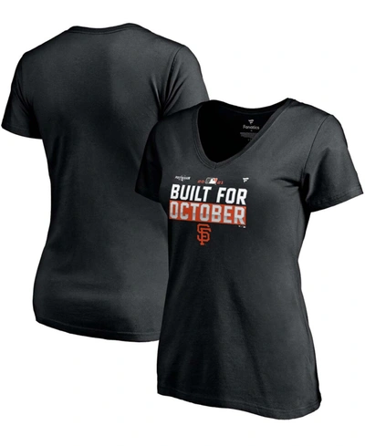 Fanatics Women's Plus Size Black San Francisco Giants 2021 Postseason Locker Room V-neck T-shirt