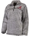 BOXERCRAFT WOMEN'S GRAY ALABAMA CRIMSON TIDE SHERPA SUPER SOFT QUARTER-ZIP PULLOVER JACKET