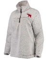 BOXERCRAFT WOMEN'S GRAY ALABAMA CRIMSON TIDE SHERPA SUPER-SOFT QUARTER-ZIP PULLOVER JACKET