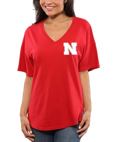 Spirit Jersey Women's Scarlet Nebraska Huskers  Oversized T-shirt
