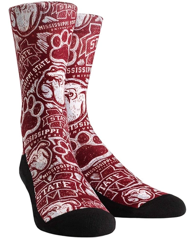 Rock 'em Women's Maroon Mississippi State Bulldogs Logo Sketch Crew Socks