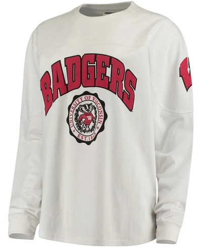 Pressbox White Wisconsin Badgers Edith Long Sleeve T-shirt