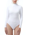 Kimi & Kai Women's Turtleneck Long Sleeve Bodysuit Top In White