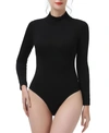 Kimi & Kai Turtleneck Long Sleeve Bodysuit In Black