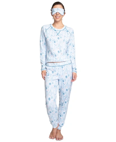 Muk Luks Plus Size Printed Hacci Pajamas & Sleep Mask Set In Bear