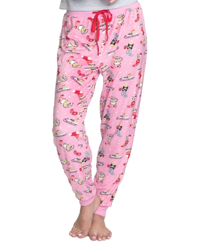 Muk Luks Plus Size Printed Fleece Pajama Pants In Cats A