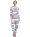 MUK LUKS PRINTED HACCI PAJAMAS & SLEEP MASK SET