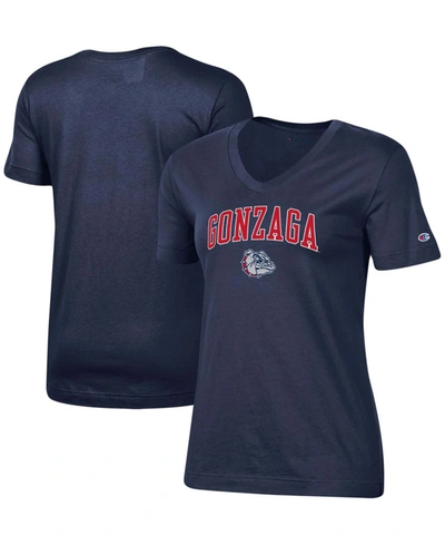 Champion Women's Navy Gonzaga Bulldogs University Arch Logo V-neck T-shirt