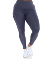 White Mark Plus Size High-waist Mesh Fitness Leggings Pants In Blue