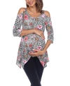 White Mark Women's Maternity Printed Cold Shoulder Tunic In Leopard