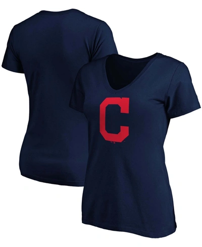 Fanatics Plus Size Navy Cleveland Indians Core Official Logo V-neck T-shirt