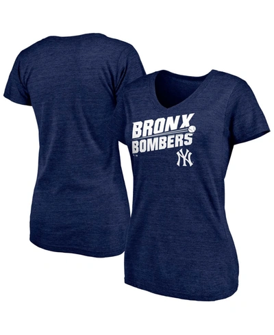 Fanatics Women's Navy New York Yankees Hometown Bronx Bombers Tri-blend V-neck T-shirt