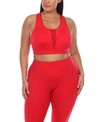 White Mark Plus Size Racer Back Sports Bra In Red