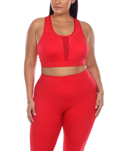 White Mark Plus Size Racer Back Sports Bra In Red