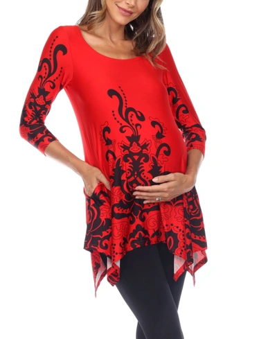 White Mark Maternity Ganette Tunic In Red And Black