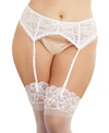 DREAMGIRL WOMEN'S PLUS SIZE SEXY AND DELICATE SCALLOPED LACE GARTER BELT LINGERIE