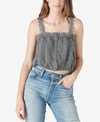 LUCKY BRAND RUFFLED PLEATED CROP TOP