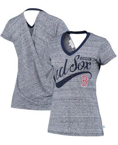 Touché Women's Navy Boston Red Sox Hail Mary V-neck Back Wrap T-shirt