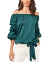 Msk Off-the-shoulder Puff Sleeve Top In Majestic Emerald