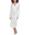 Honeydew Brushed Waffle-knit Hooded Lounge Pro Wrap Robe In Ivory Snowflakes