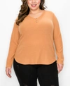 COIN PLUS SIZE COZY RIB LONG SLEEVE HENLEY