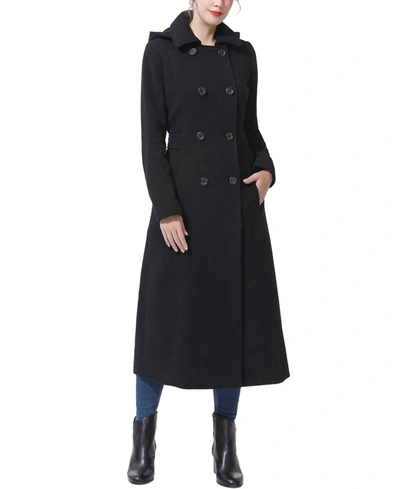 Kimi & Kai Women's Laila Long Hooded Wool Walking Coat In Black