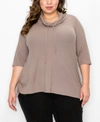 COIN PLUS SIZE BABY THERMAL COWL NECK SIDE RUCHED TOP