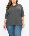COIN PLUS SIZE BABY THERMAL COWL NECK SIDE RUCHED TOP